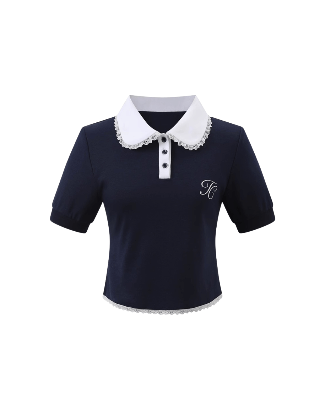 Lace Edge Compact Polo Top(全2色)