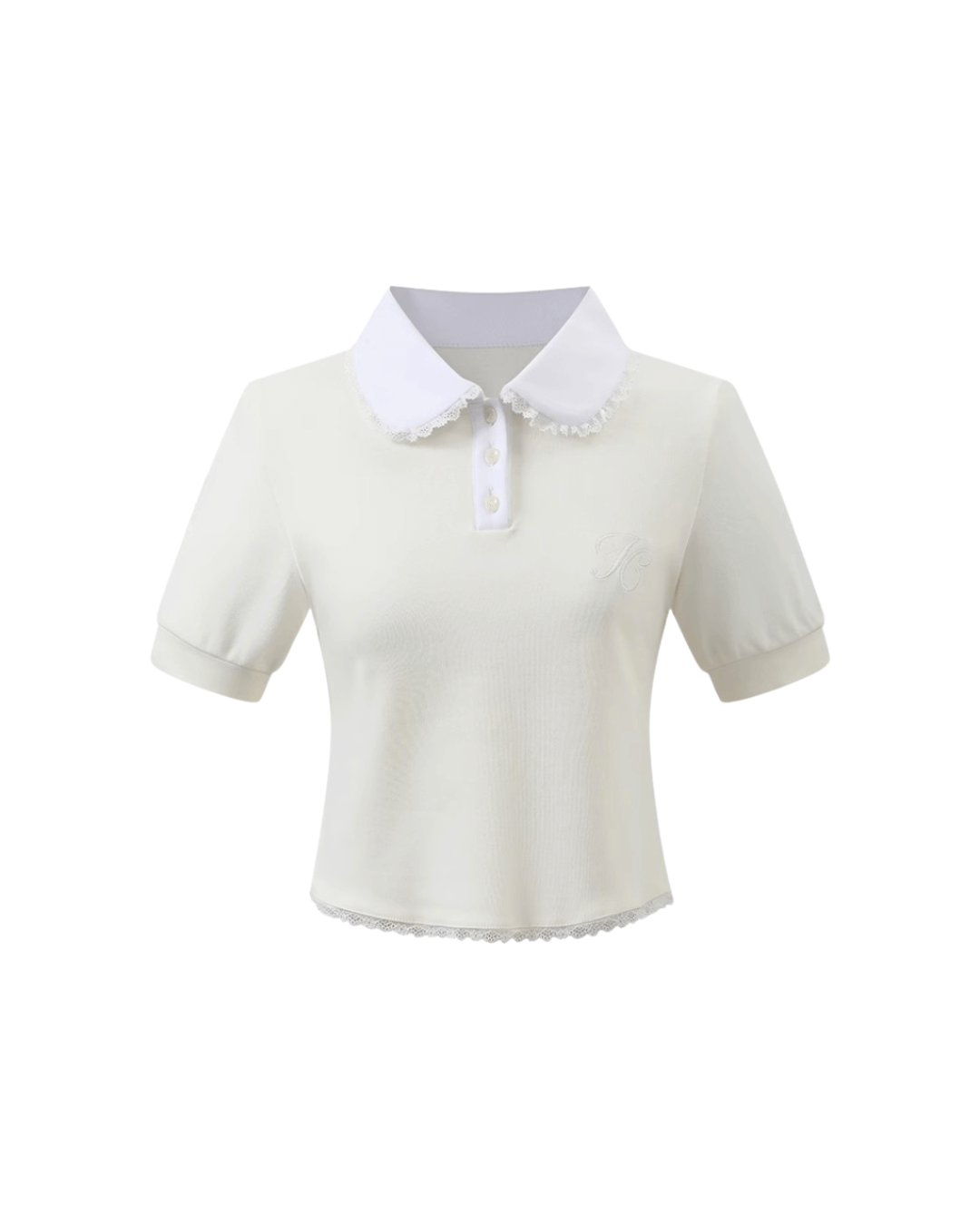 Lace Edge Compact Polo Top(全2色)