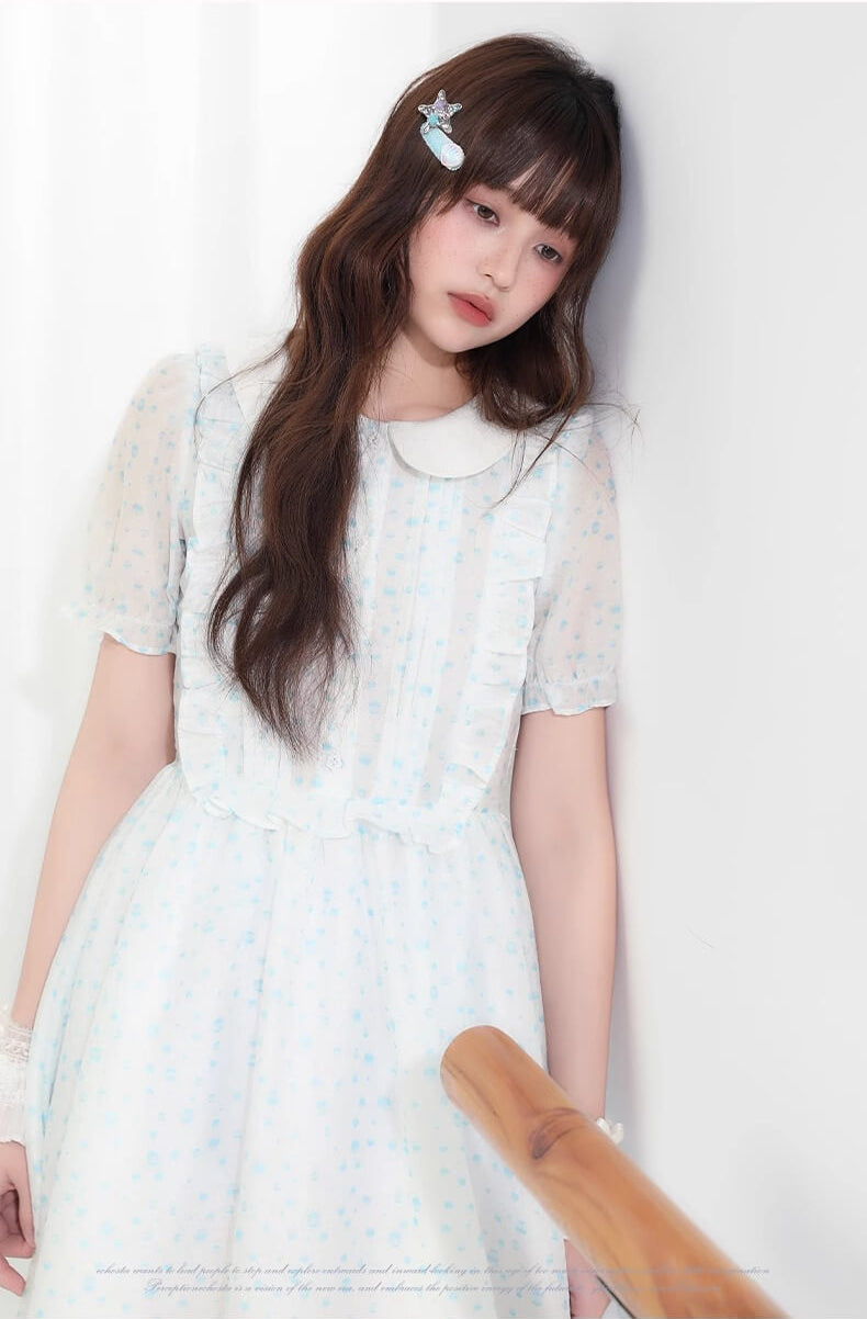 Sugar lace airy frill sheer dress
