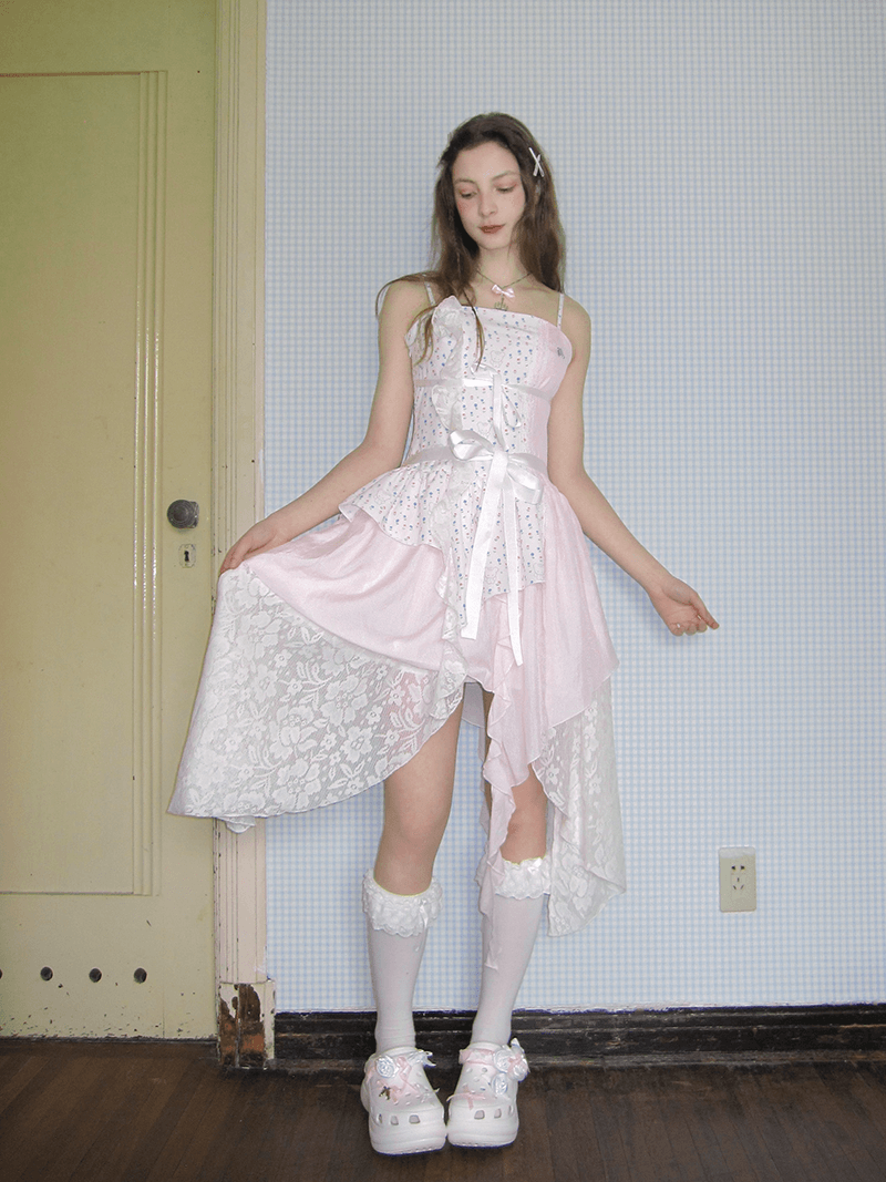 Frilly Bear Ribbon Camisole Dress(全2色)