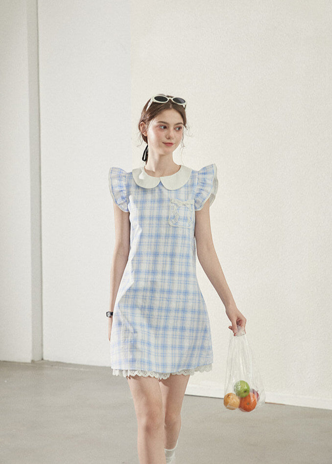 Baby Blue Gingham Ruffle Dress