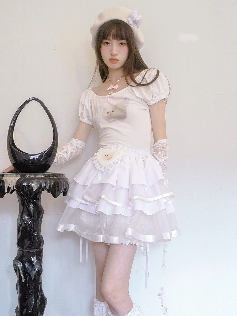 Baby Animal Heart Puff Tee(全2色)