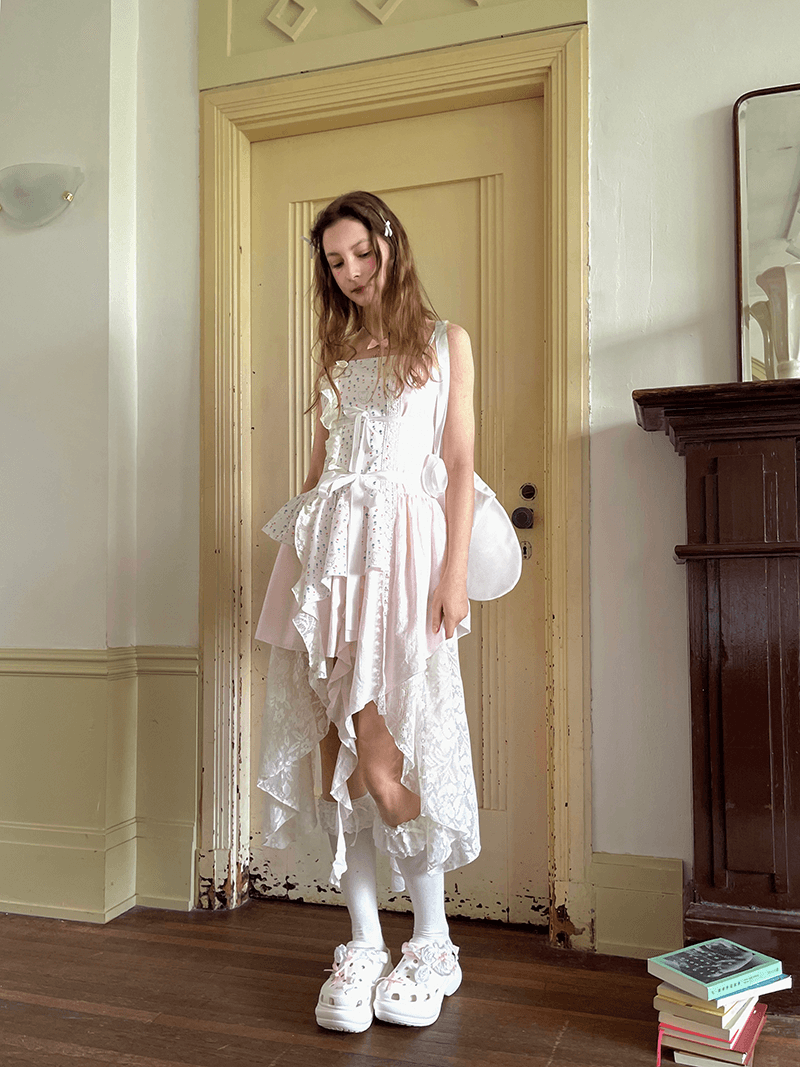 Frilly Bear Ribbon Camisole Dress(全2色)