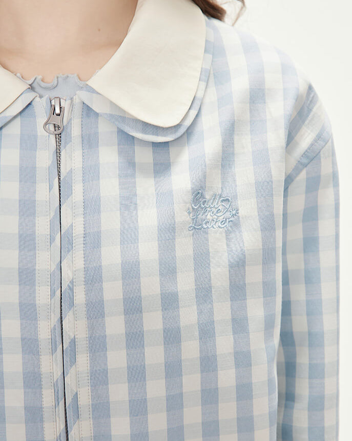 Gingham Check Collar Blouson