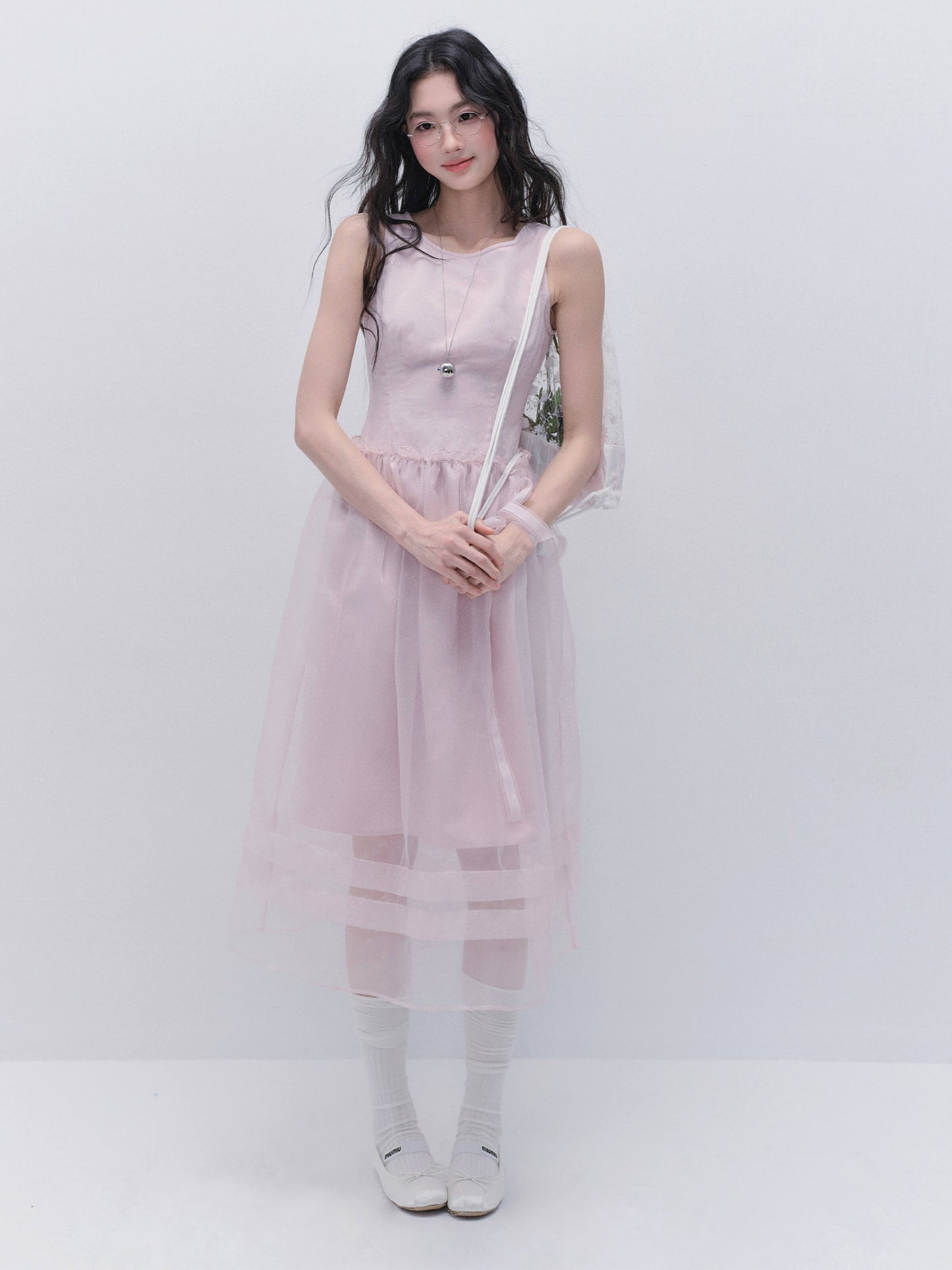 ロマンティックチュールミックスドレス