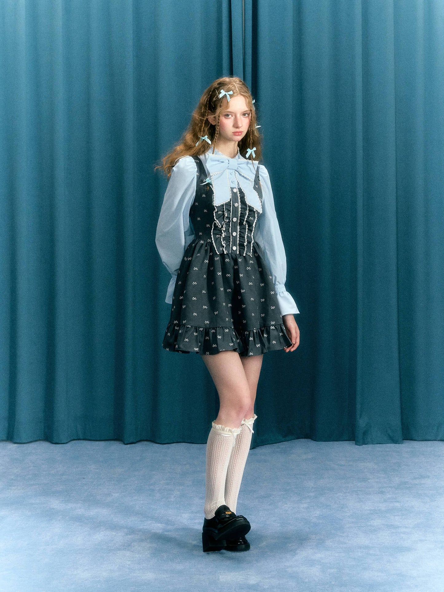 Romantic Blue Ribbon Dress