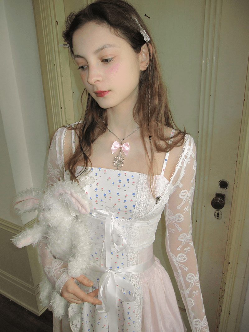 Frilly Bear Ribbon Camisole Dress(全2色)