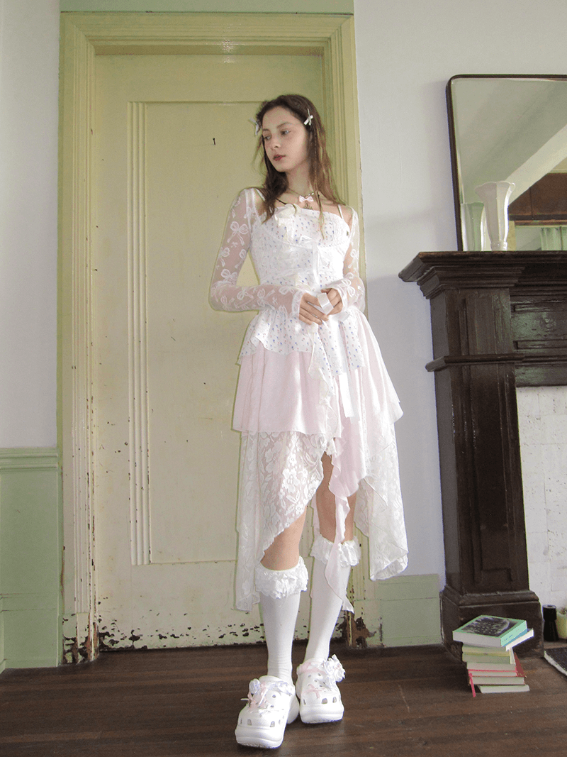 Frilly Bear Ribbon Camisole Dress(全2色)