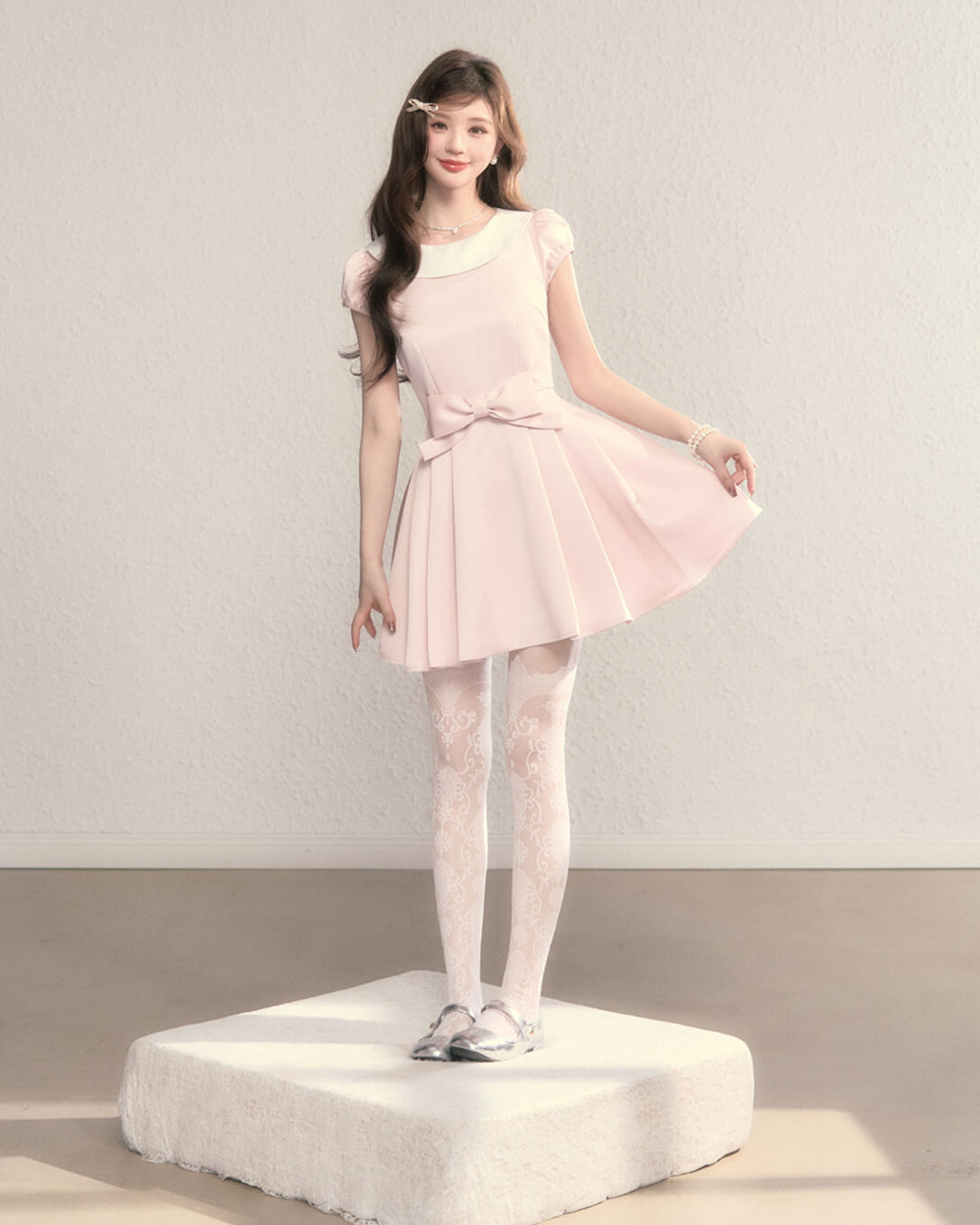 Sugar Pink Ribbon Flare Dress
