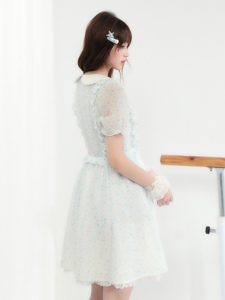 Sugar lace airy frill sheer dress