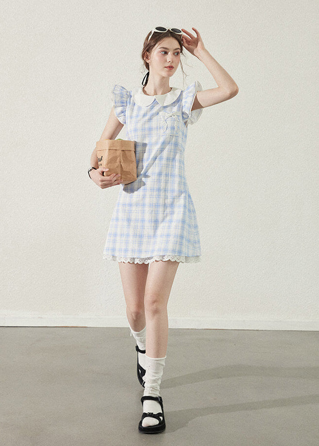 Baby Blue Gingham Ruffle Dress