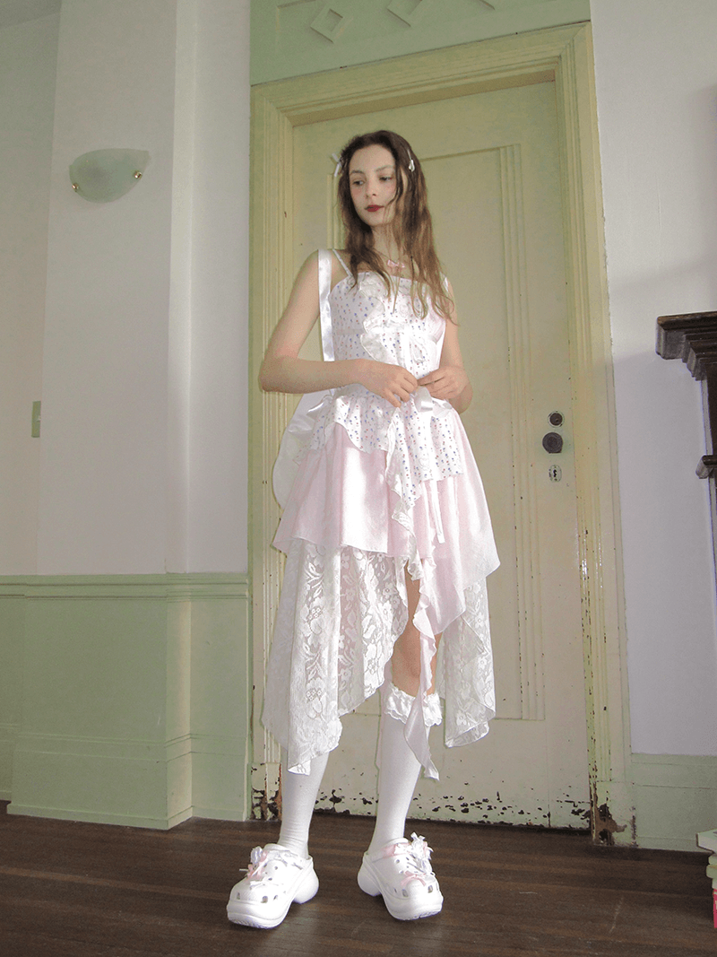 Frilly Bear Ribbon Camisole Dress(全2色)