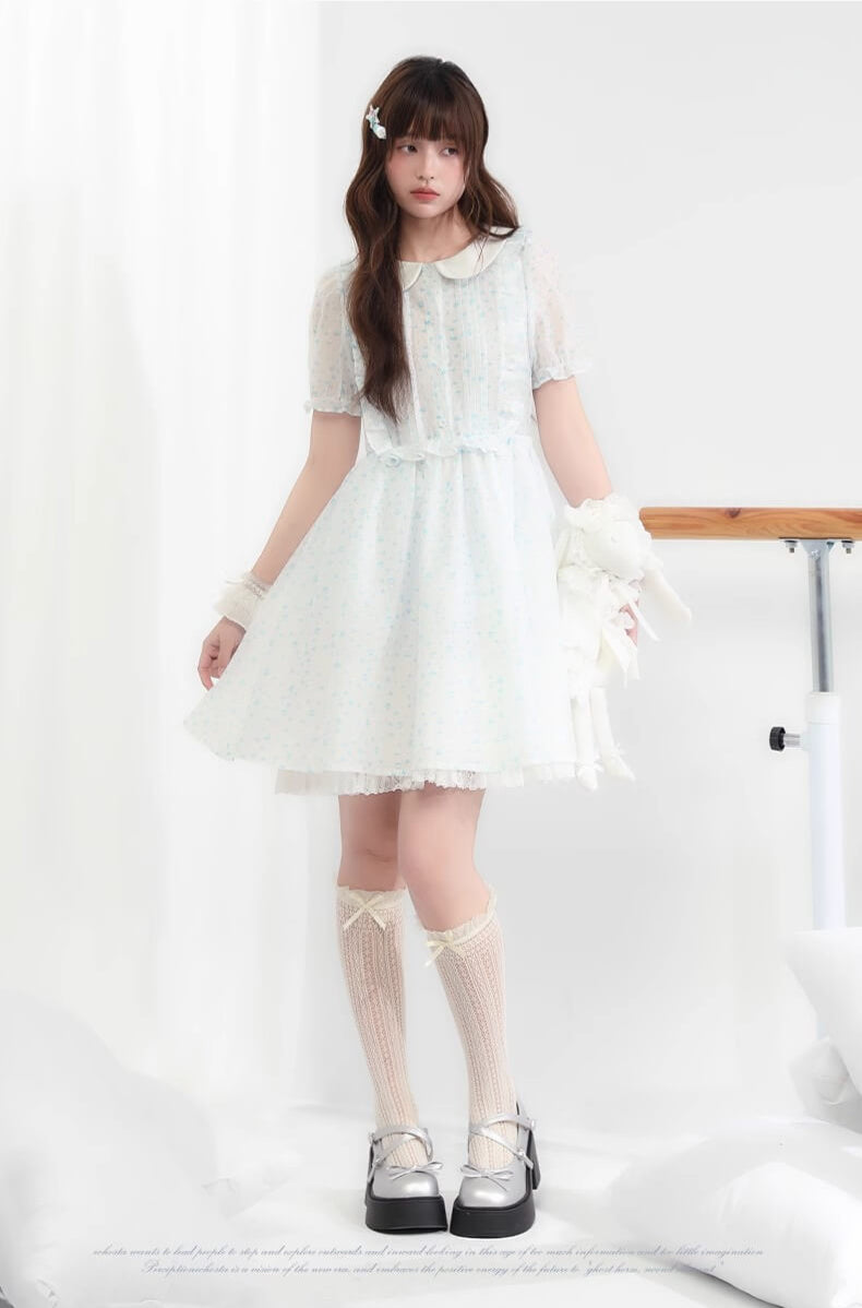 Sugar lace airy frill sheer dress