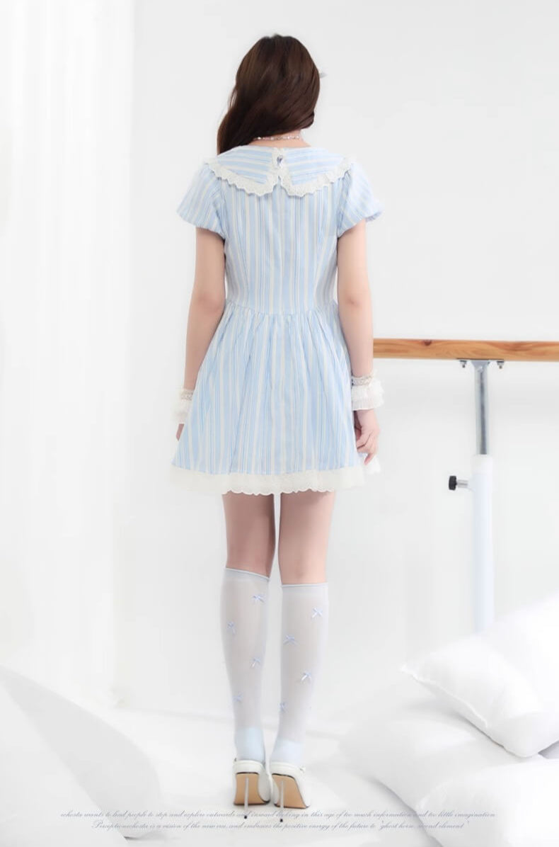 Candy Ribbon Frill Stripe Dress