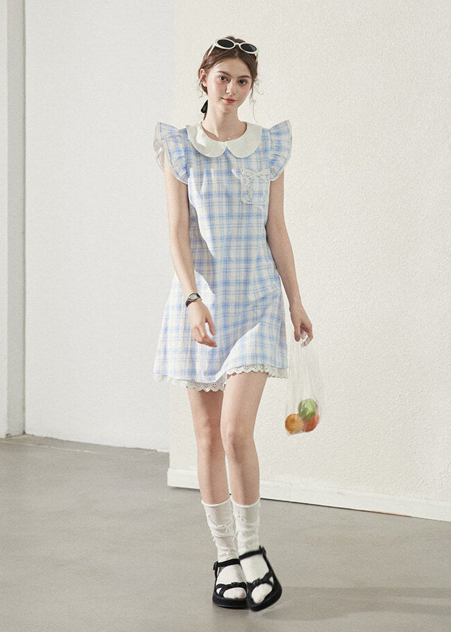 Baby Blue Gingham Ruffle Dress