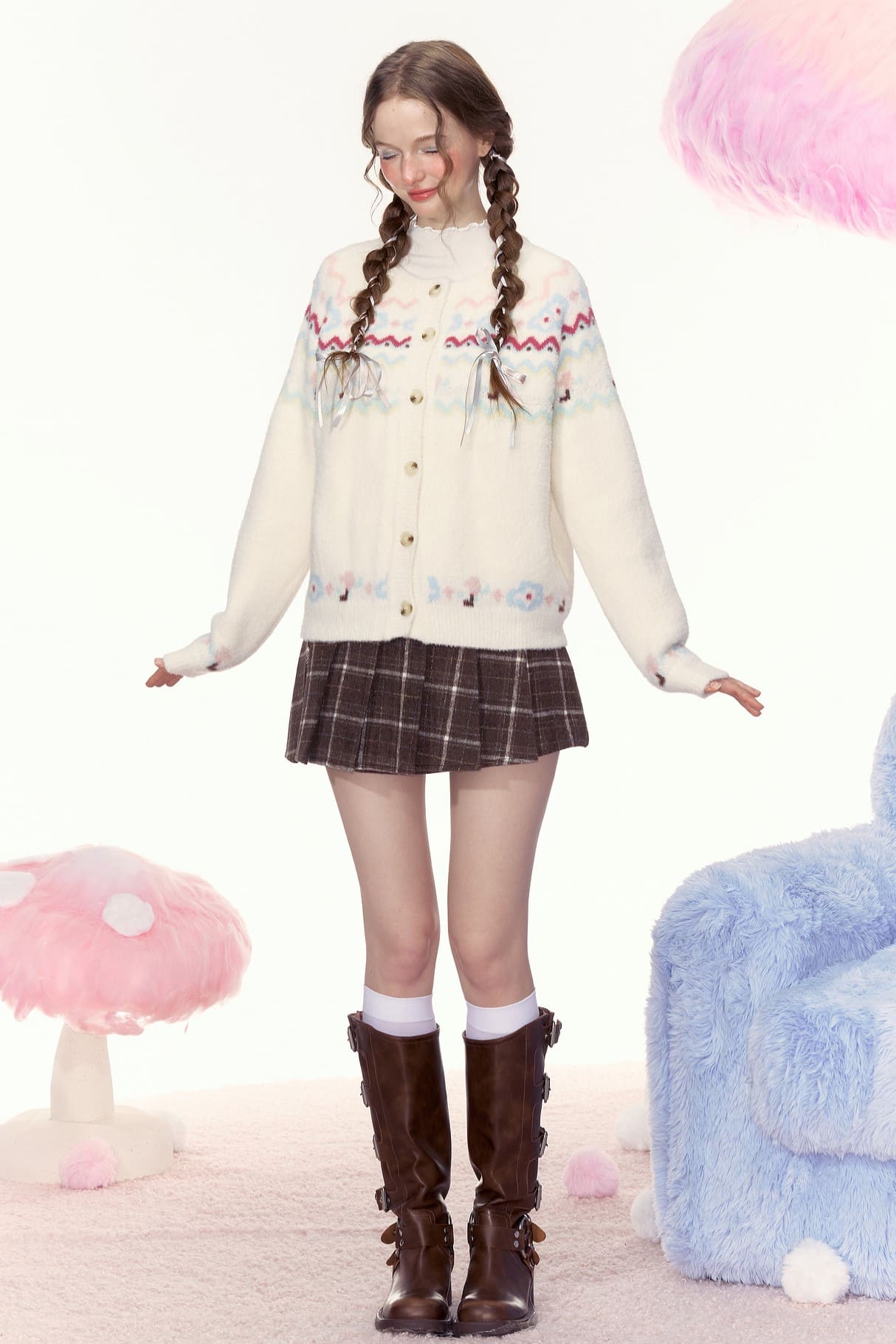 Nordic Flower Knit Cardigan