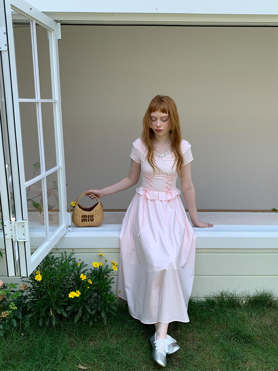 Laceup Sailor Pink Long Dress