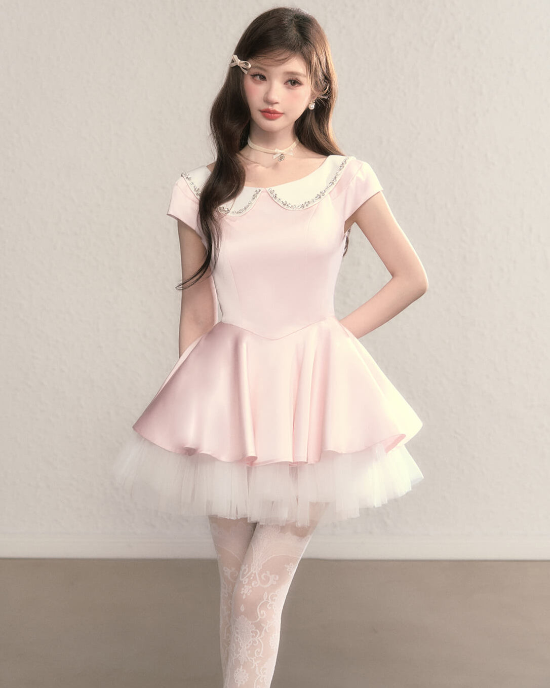 Twinkle Collar Tulle Dress(全2色)
