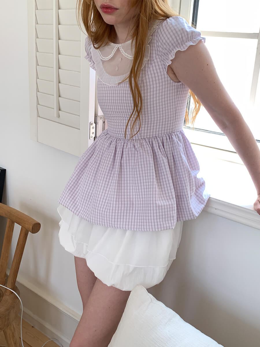 Marshmallow Check Girly Blouse