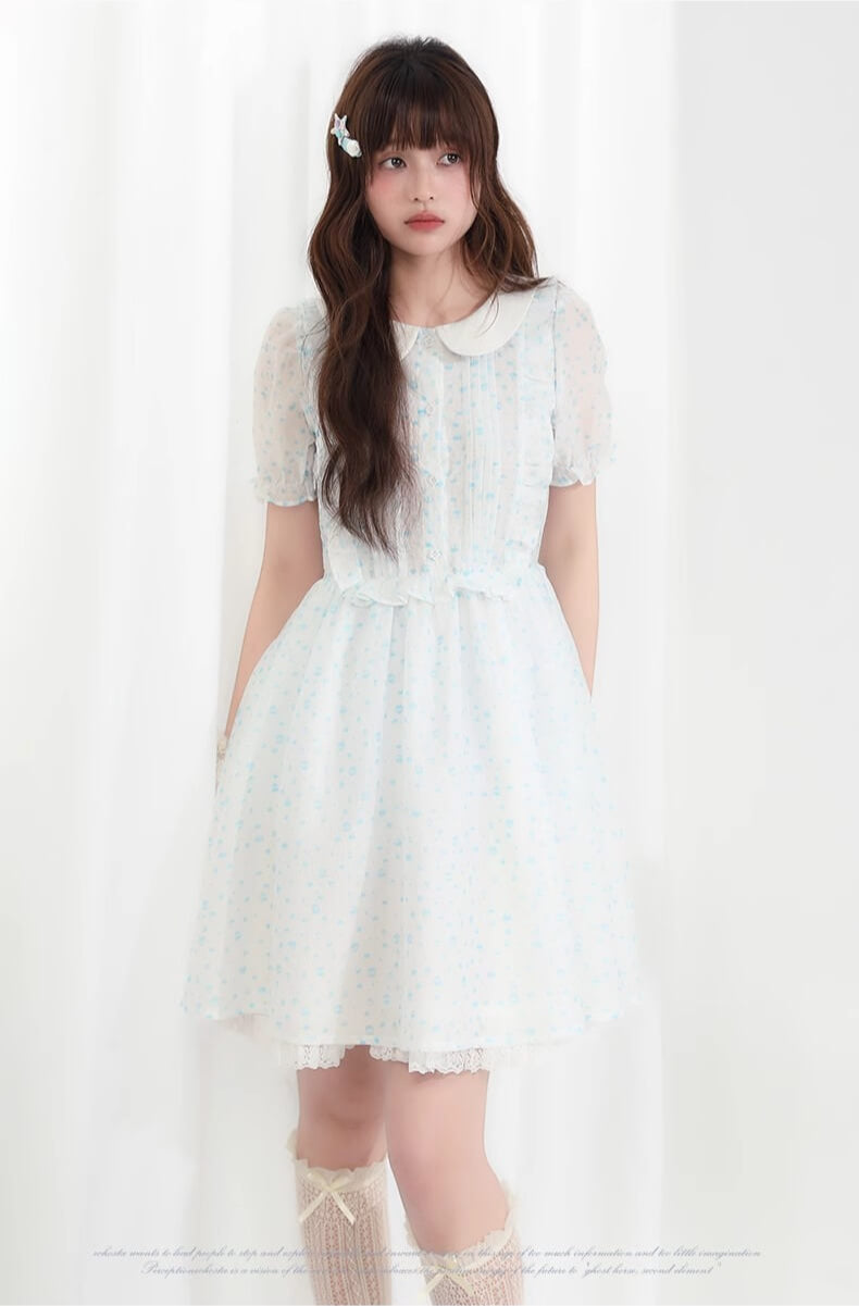Sugar lace airy frill sheer dress