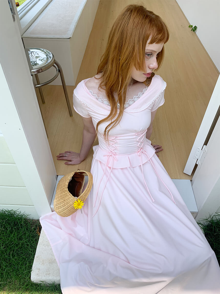 Laceup Sailor Pink Long Dress