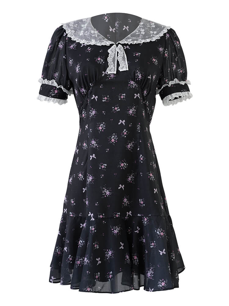 Vintage Lace Ribbon Floral Dress