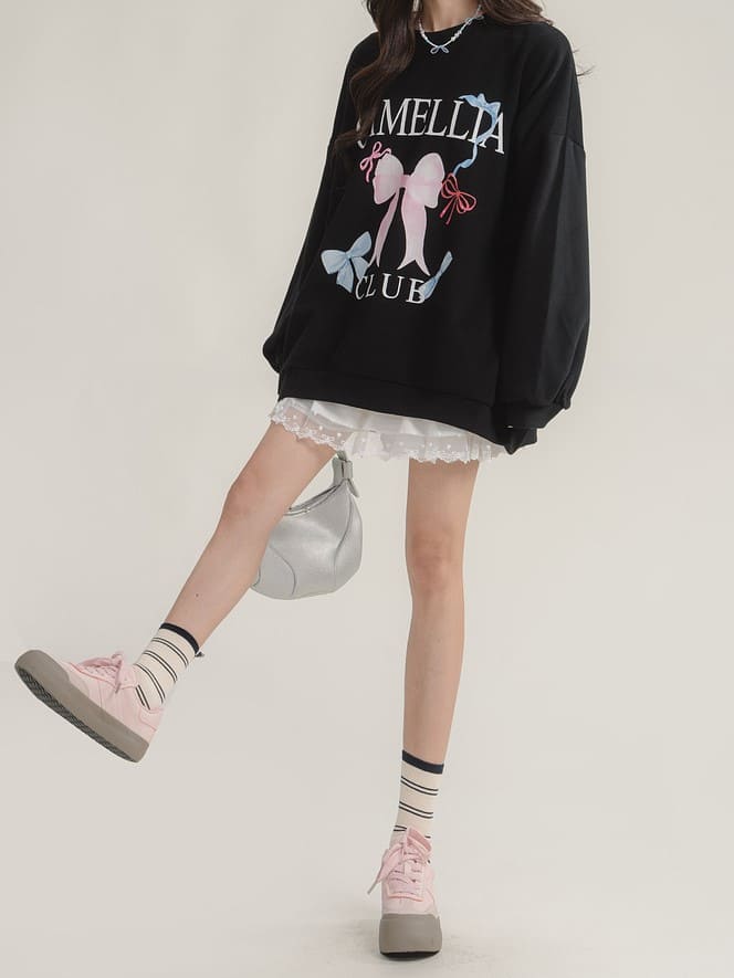 Ribbon & Heart Lace Frill Tiered Mini Skirt