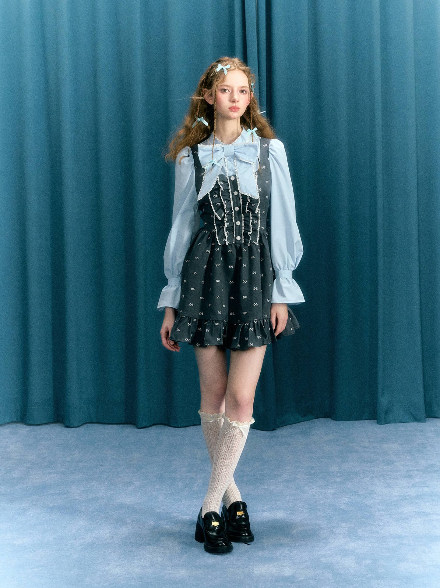 Romantic Blue Ribbon Dress