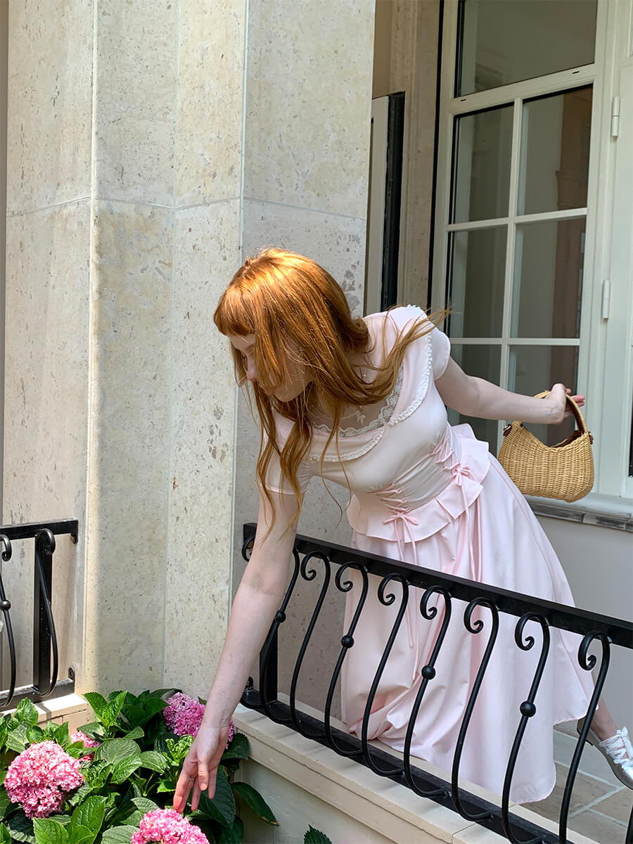 Laceup Sailor Pink Long Dress