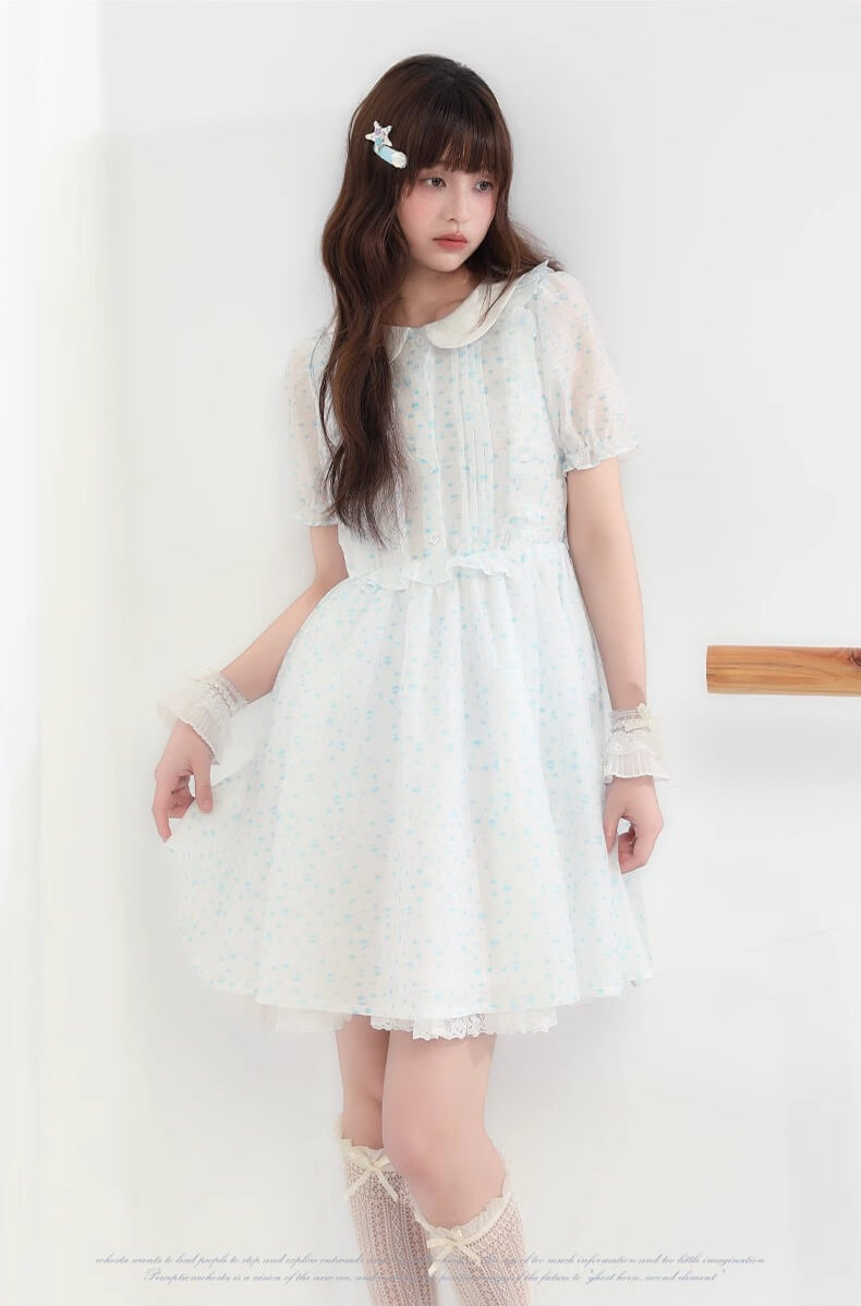 Sugar lace airy frill sheer dress