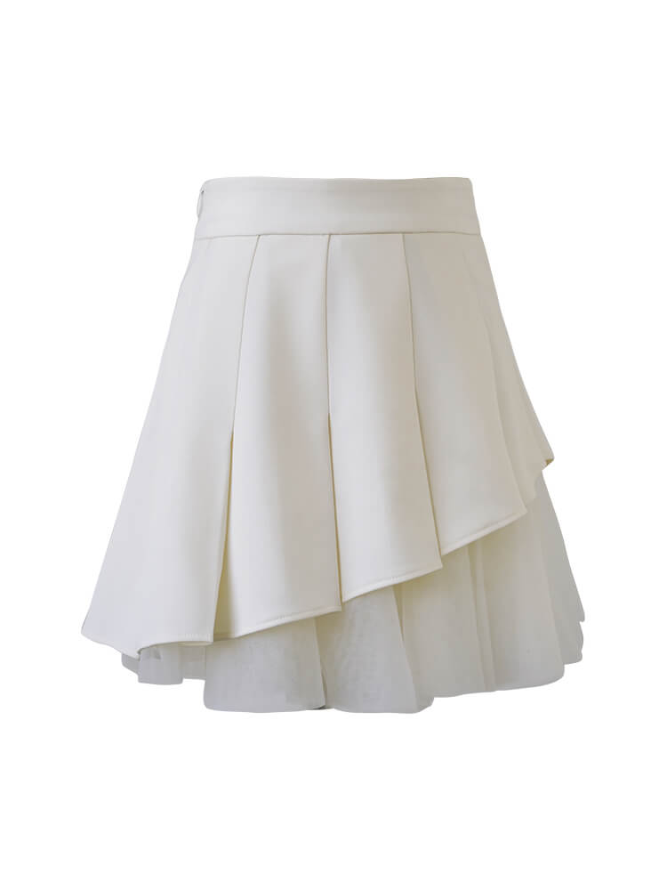 Milky Tulle Pleated Skirt