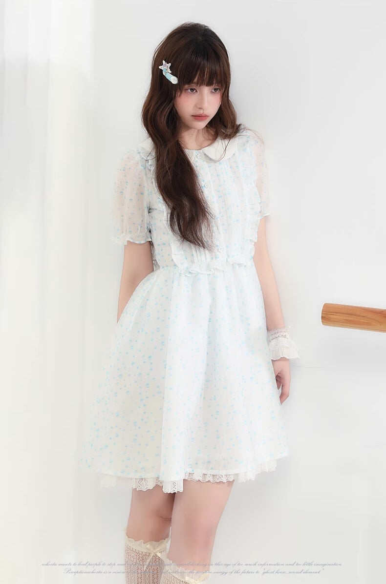 Sugar lace airy frill sheer dress