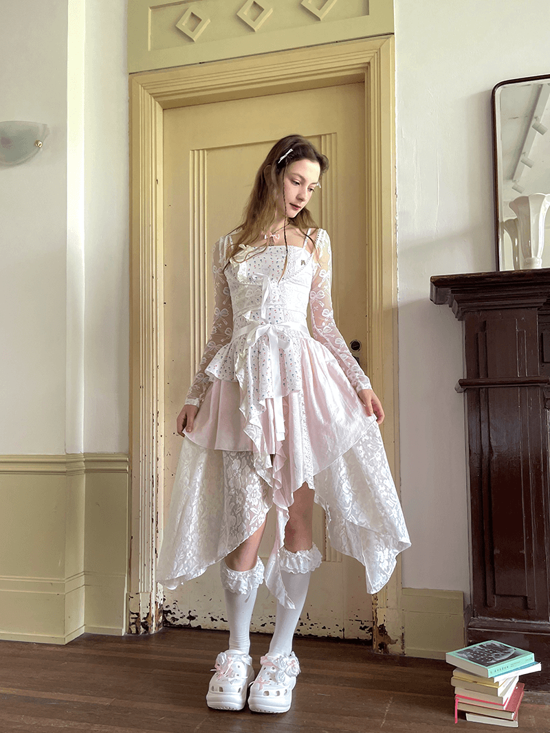 Frilly Bear Ribbon Camisole Dress(全2色)