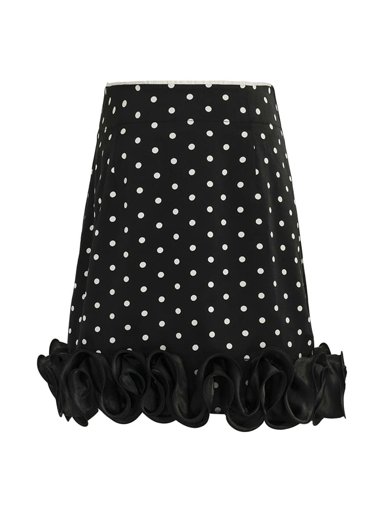 Retro Dot Frill Mini Skirt