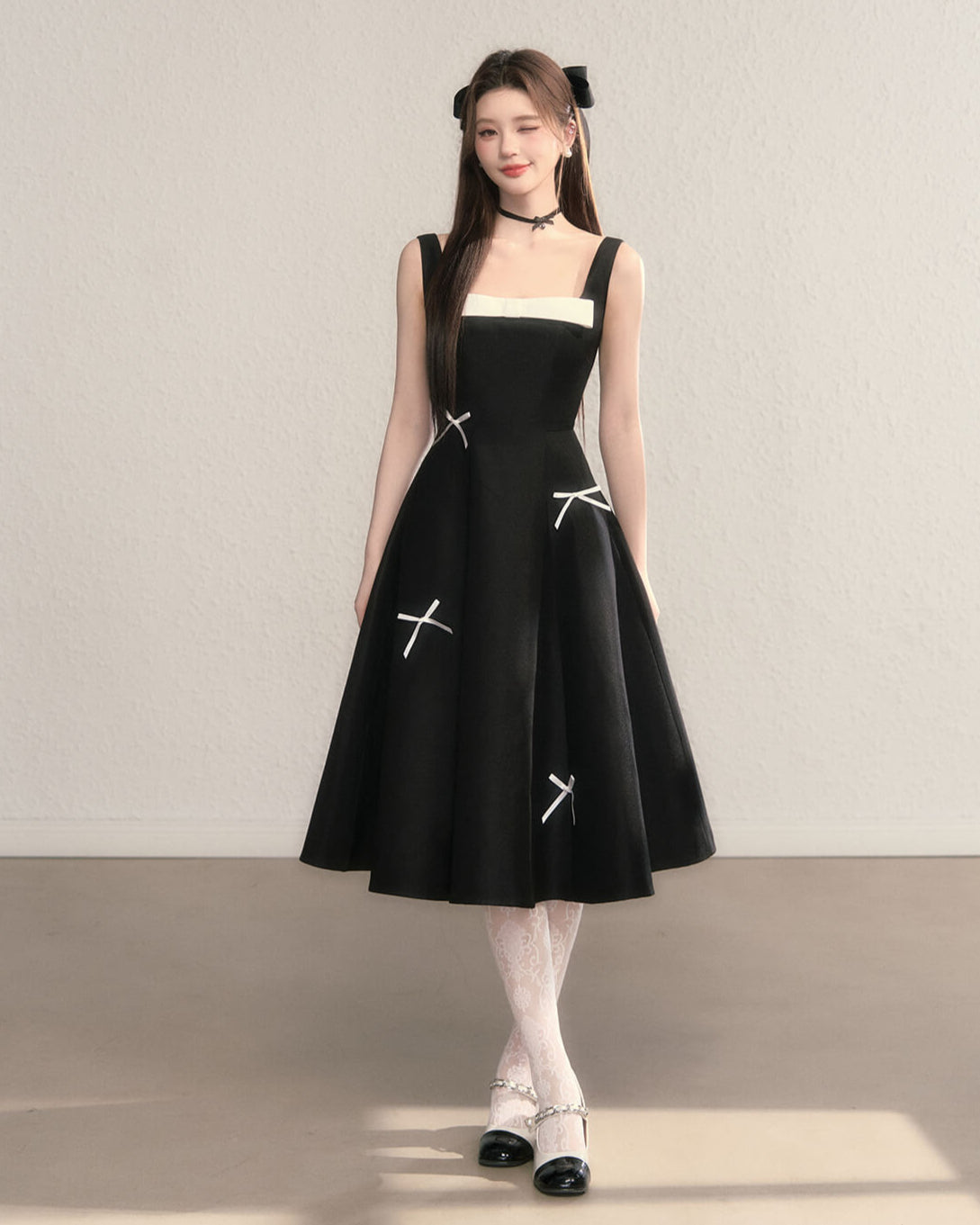 Romantic Ribbon Strap Dress(全2色)