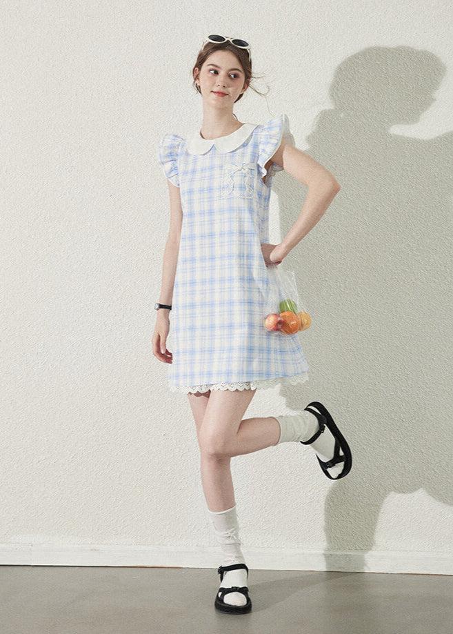 Baby Blue Gingham Ruffle Dress