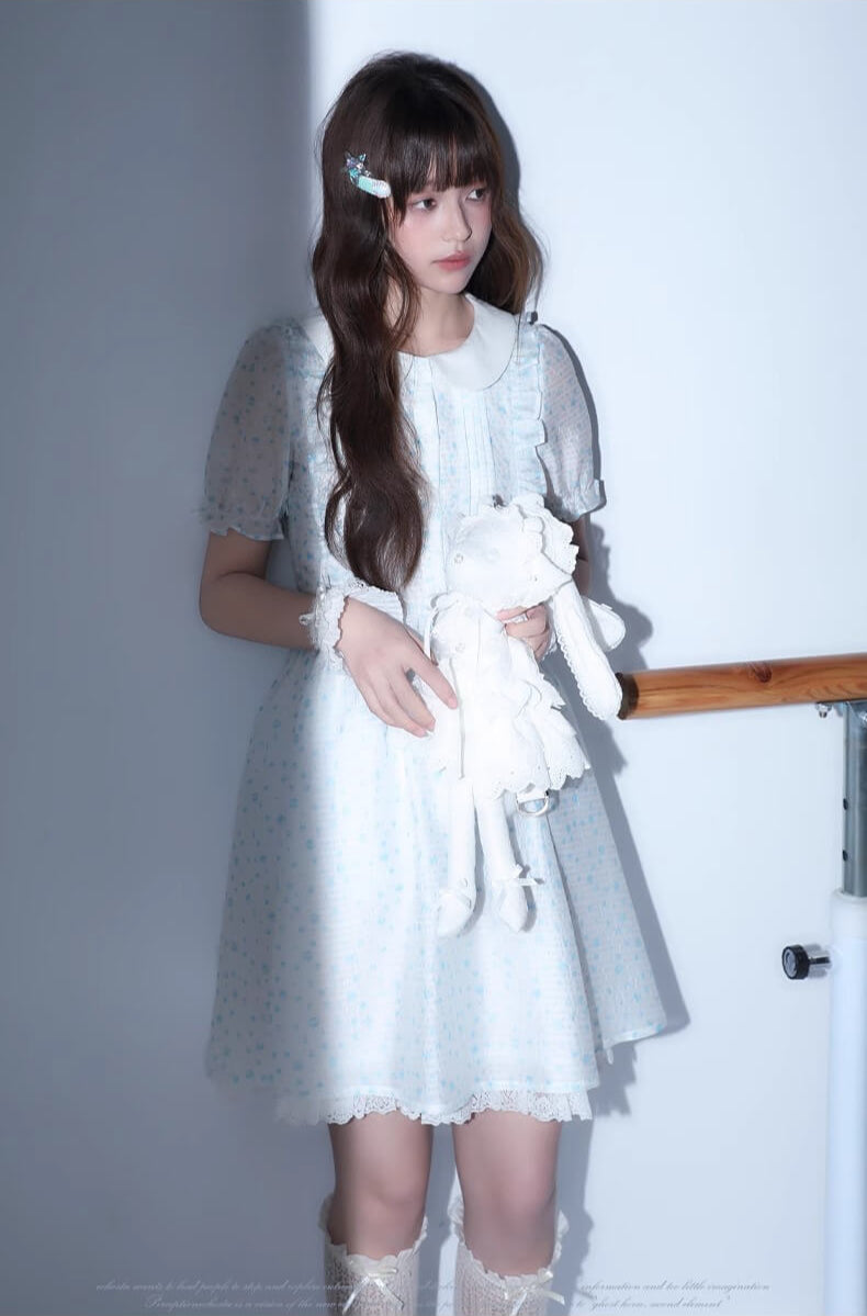Sugar lace airy frill sheer dress