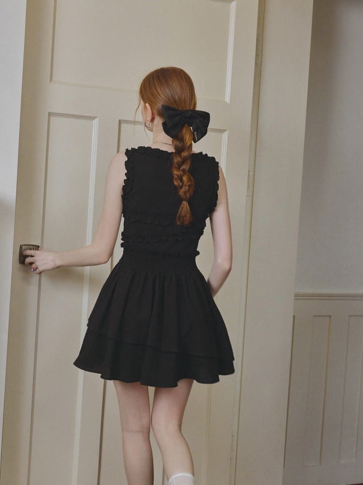 Frill Sleeveless Tiered Mini Dress