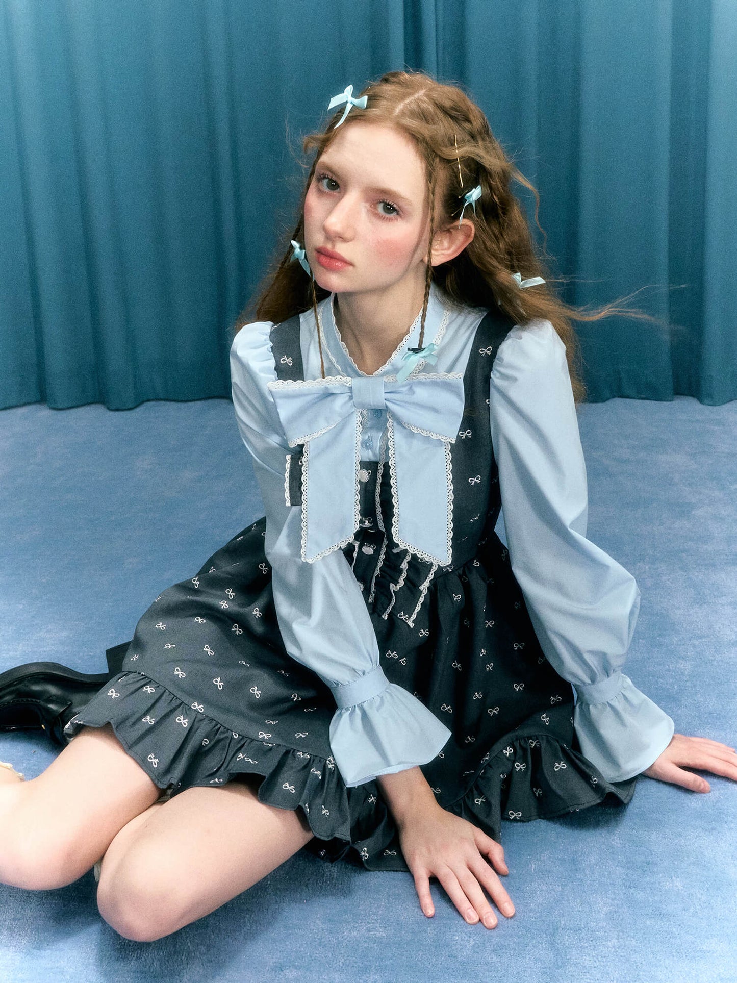 Romantic Blue Ribbon Dress