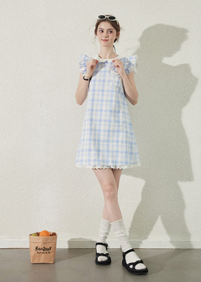 Baby Blue Gingham Ruffle Dress
