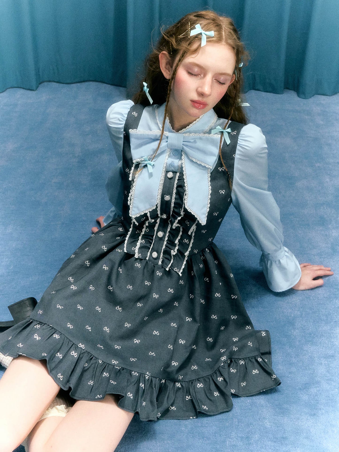 Romantic Blue Ribbon Dress