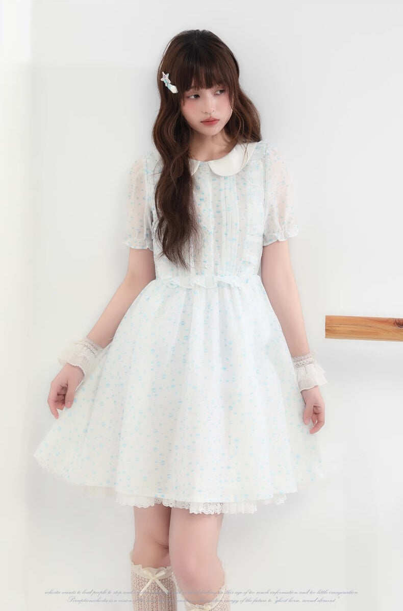 Sugar lace airy frill sheer dress
