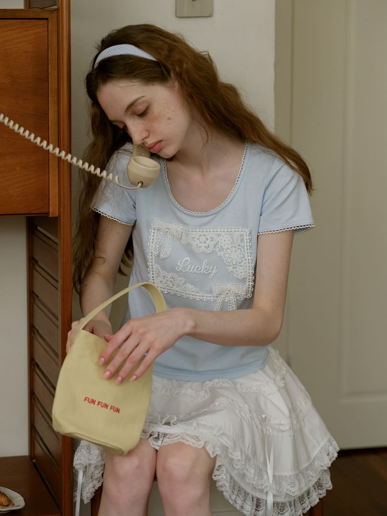 Lace Design Light Blue T-shirt