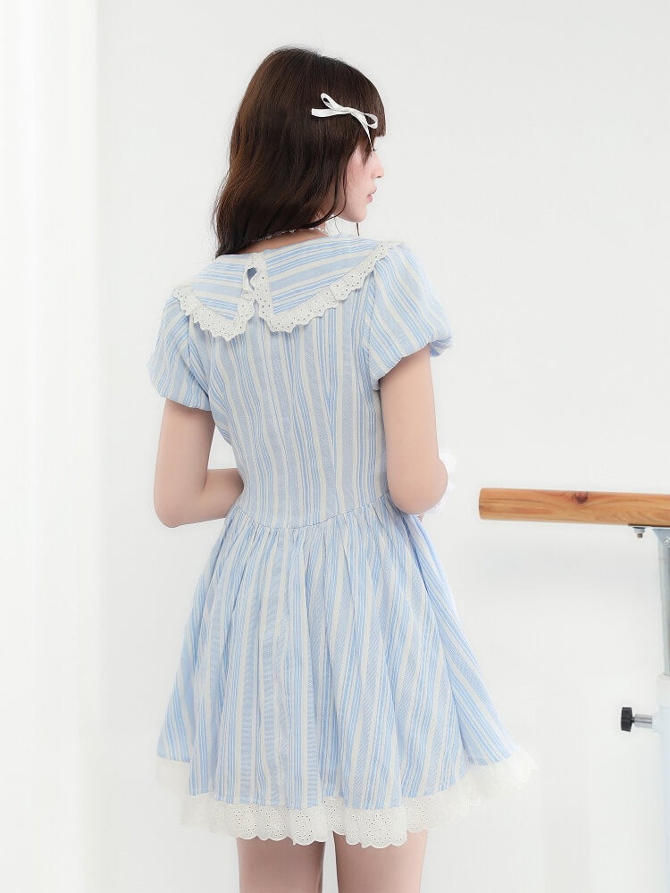 Candy Ribbon Frill Stripe Dress