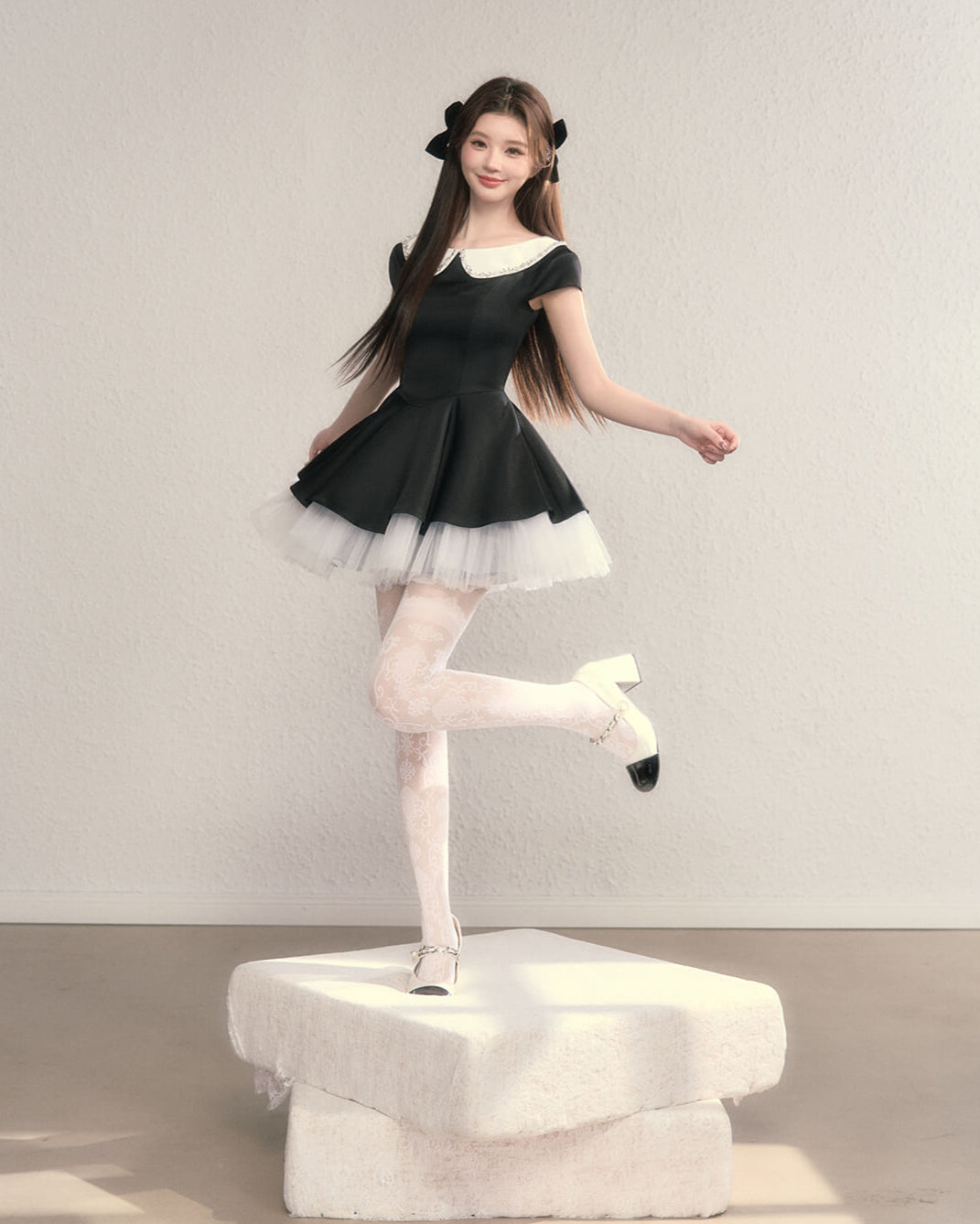 Twinkle Collar Tulle Dress(全2色)