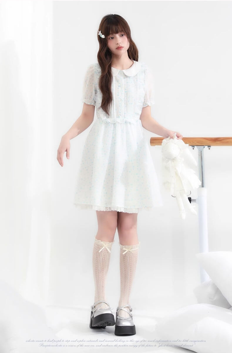 Sugar lace airy frill sheer dress
