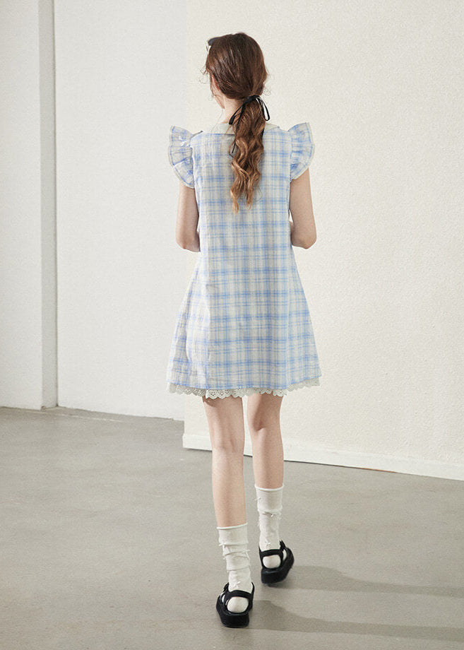 Baby Blue Gingham Ruffle Dress