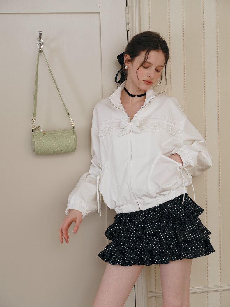 公式】Lace Ribbon Zip Blouson - Fantage（ファンテージ