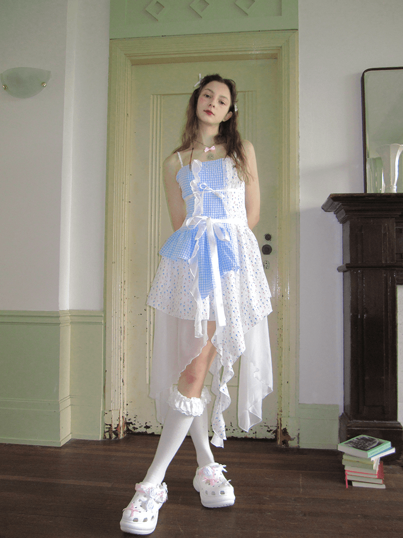 Frilly Bear Ribbon Camisole Dress(全2色)