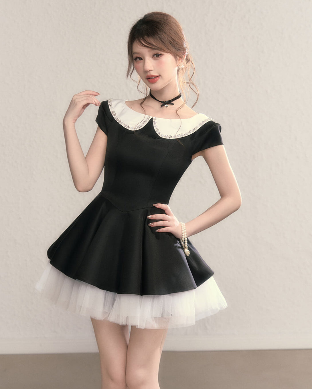 Twinkle Collar Tulle Dress(全2色)
